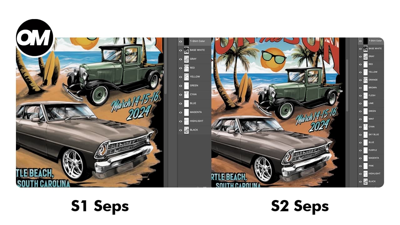 Simulated Process Screen Printing Separation — S1 and S2 in OmniSeps